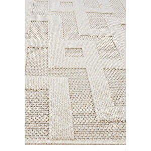 Enti Togo 7511 Beyaz Hav Toz Vermez Hasır Dokulu Koridor Mutfak Salon Kesme Halı 80x300 cm