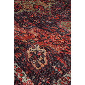 Norm Halı Allure 61-067 Kırmızı Eskitme Halı Etnik Otantik Dokuma Şönil Yıkanabilir Salon Halısı 115x170 cm