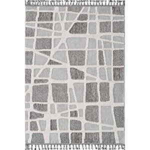 Enti Bukle 1414 Gri Iskandinav Halı Kesme Yolluk Salon Halı Koridor Oturma Odası Halısı 100x350 cm