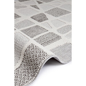 Enti Bukle 1414 Gri Iskandinav Halı Kesme Yolluk Salon Halı Koridor Oturma Odası Halısı 100x350 cm