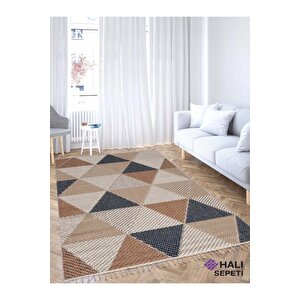 Enti Bukle 1405 Sarı Enti Bukle Hav Toz Vermez Hasır Dokulu Etnik Antialerji 80x300 cm