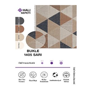Enti Bukle 1405 Sarı Enti Bukle Hav Toz Vermez Hasır Dokulu Etnik Antialerji 80x300 cm