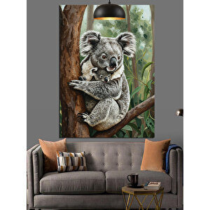 Dişi Koala Ve Yavrusu Dekoratif Kanvas - Mdf Ahşap Tablo 100x140 cm