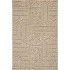 Seyran Loopy 623 Bej Halı Ince Mutfak Kilim Salon Kesme Halı Yolluk 100x150 cm Gri