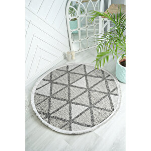 Ti̇ffany 6744 Gri̇5 Kolay Kullanım Hav Toz Vermez Hasır Dokulu Bukle Örgü Modern Desen Halı 100x100 cm