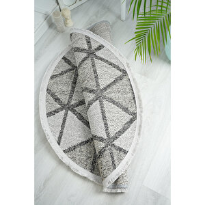 Ti̇ffany 6744 Gri̇5 Kolay Kullanım Hav Toz Vermez Hasır Dokulu Bukle Örgü Modern Desen Halı 100x100 cm