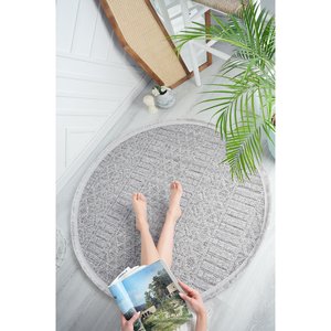 Ti̇ffany 1123 Gri̇7 Kolay Kullanım Hav Toz Vermez Hasır Dokulu Bukle Örgü Modern Desen Halı 100x100 cm