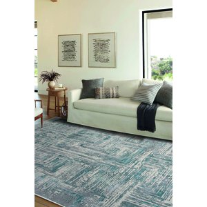 Madrid 1005 Mavi Halı Kilim Kaymaz Taban Salon Mutfak Kesme Yolluk Makine Halısı 160x300 cm