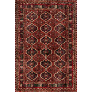Norm Halı Allure 61-058 Kırmızı Eskitme Halı Etnik Otantik Dokuma Şönil Yıkanabilir Salon Halısı 75x150 cm