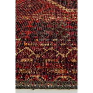 Norm Halı Allure 61-058 Kırmızı Eskitme Halı Etnik Otantik Dokuma Şönil Yıkanabilir Salon Halısı 75x150 cm