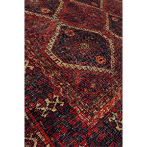 Norm Halı Allure 61-058 Kırmızı Eskitme Halı Etnik Otantik Dokuma Şönil Yıkanabilir Salon Halısı 75x150 cm