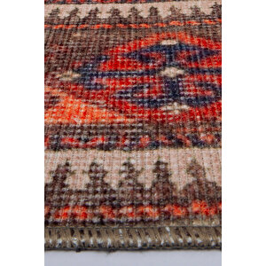 Norm Halı Allure 50-540 Kiremit Eskitme Halı Etnik Otantik Dokuma Şönil Yıkanabilir Salon Halısı 75x300 cm