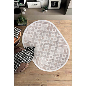 Enti Bonn 8802 Krem Oval Iskandinav Halı Salon Halısı Kesme Halı Yolluk 200x290 cm