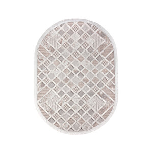 Enti Bonn 8802 Krem Oval Iskandinav Halı Salon Halısı Kesme Halı Yolluk 200x290 cm