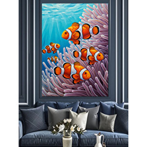 Deniz Altı Palyaço Balığı Dekoratif Kanvas - Mdf Ahşap Tablo 50x70 cm