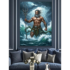 Deniz Tanrısı Poseidon Mitoloji Dekoratif Kanvas - Mdf Ahşap Tablo 25x35 cm