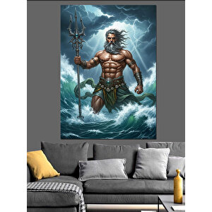 Deniz Tanrısı Poseidon Mitoloji Dekoratif Kanvas - Mdf Ahşap Tablo 25x35 cm
