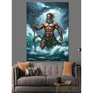 Deniz Tanrısı Poseidon Mitoloji Dekoratif Kanvas - Mdf Ahşap Tablo 25x35 cm