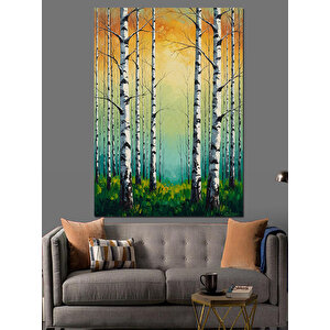 Huş Ağacı Ormanı Manzarası Dekoratif Kanvas - Mdf Ahşap Tablo 50x70 cm