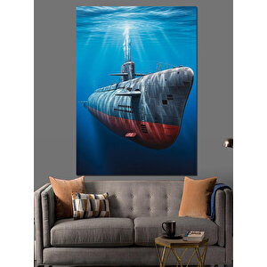 Deniz Altında Askeri Denizaltı Dekoratif Kanvas - Mdf Ahşap Tablo 70x100 cm