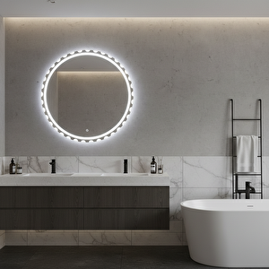 Luna Dot Led Banyo Aynası – Dimming Touch Sensörlü Beyaz Işık 6500k 40x40 cm