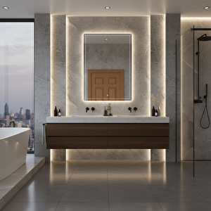 Modern Çerçeveli Led Banyo Aynası – Dokunmatik, Dimmerli Günışığı 3000k 50x70 cm