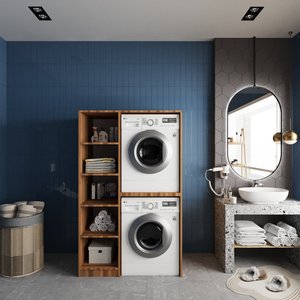 Çamaşır Ve Kurutma Makinesi Dolabı Ceviz&beyaz B.u.s_9