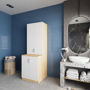 Çamaşır Ve Kurutma Makinesi Dolabı Meşe&beyaz B.i.l_8