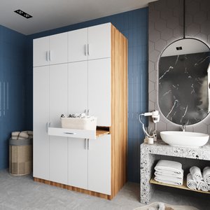 Çamaşır Ve Kurutma Makinesi Dolabı Ceviz&beyaz B.d.i_9