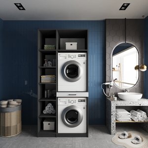 Çamaşır Ve Kurutma Makinesi Dolabı Antrasit&beyaz B.u.z_6