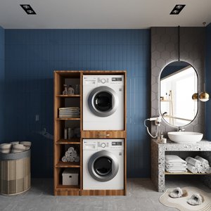 Çamaşır Ve Kurutma Makinesi Dolabı Ceviz B.u.y_5