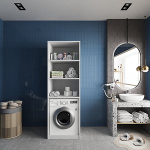 Çamaşır Makinesi ve Çok Amaçlı Raflı Dolab Beyaz B.I.H_1