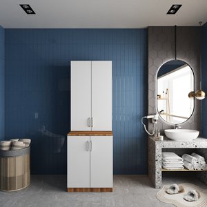 Çamaşır Ve Kurutma Makinesi Dolabı Ceviz&beyaz B.i.l_9