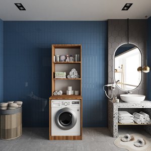 Çamaşır Ve Kurutma Makinesi Dolabı Ceviz&beyaz B.i.l_9