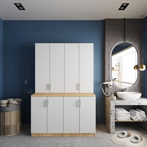 Çamaşır Ve Kurutma Makinesi Dolabı Meşe&beyaz B.d.e_8