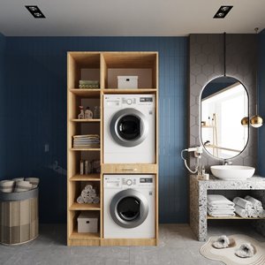 Çamaşır Ve Kurutma Makinesi Dolabı Meşe B.u.z_4