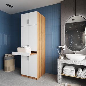 Çamaşır Ve Kurutma Makinesi Dolabı Ceviz&beyaz B.i.s_9