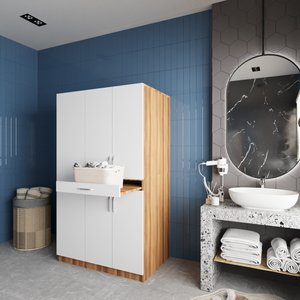 Çamaşır Ve Kurutma Makinesi Dolabı Ceviz&beyaz B.u.y_9