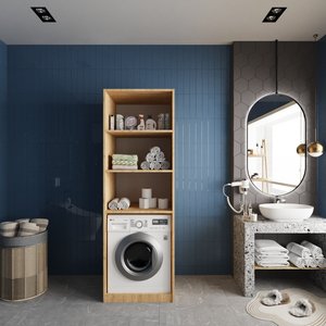 Çamaşır Makinesi Ve Çok Amaçlı Raflı Dolab Meşe B.i.h_4