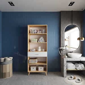 Çok Amaçlı Banyo Dolabı Meşe&beyaz B.i.t_8