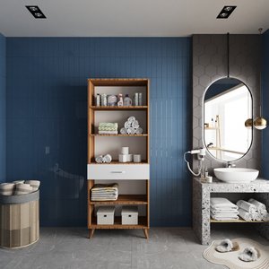 Çok Amaçlı Banyo Dolabı Ceviz&beyaz B.i.t_9