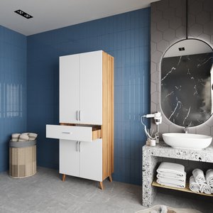 Çok Amaçlı Banyo Dolabı Ceviz&beyaz B.i.t_9