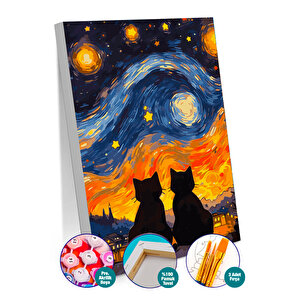 Kedilerin Aşkı Sayılarla Boyama Seti 40x50 cm