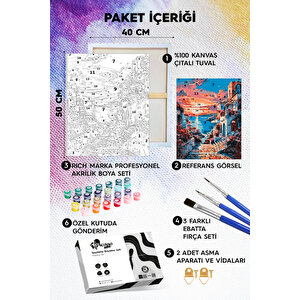 Renkli Gecede Kaplan Sayılarla Boyama Seti 35x50 cm