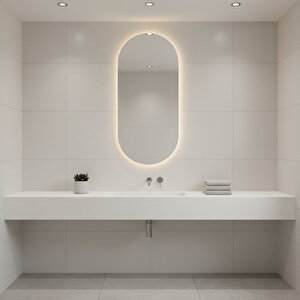 Modern Oval Led Banyo Aynası – Dokunmatik, Dim Edilebilir 3000k Günışığı 55x123 cm
