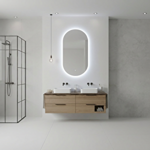 Modern Oval Led Banyo Aynası – Dokunmatik, Dim Edilebilir, 3000k Günışığı 40x71 cm