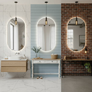 Modern Oval Led Banyo Aynası – Dokunmatik, Dim Edilebilir, 3000k Günışığı 40x71 cm