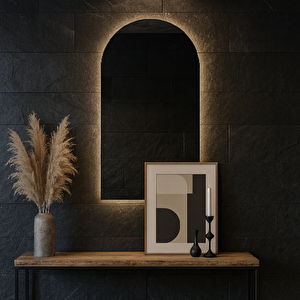 Modern Kemer Form Led Banyo Aynası – Dokunmatik Dim Edilebilir, 3000k Günışığı 50x113 cm