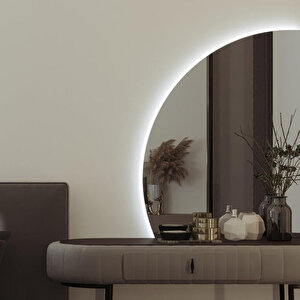 Modern Yarım Ay Led Ayna – Dokunmatik Dimmerli, 6500k Beyaz Işık Dekoratif Duvar Aynası 30x40 cm