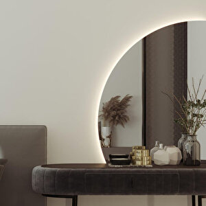 Modern Yarım Ay Led Ayna – Dokunmatik Dimmerli, 6500k Beyaz Işık Dekoratif Duvar Aynası 30x40 cm